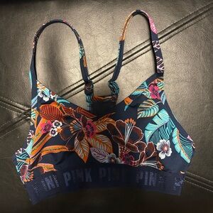 PINK Victoria's Secret Tropical Floral Sports Bra - Navy and Multicolor